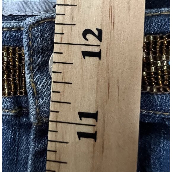 Chico’s Platinum Women’s Jeans Sz XL Beaded Aztec Inspired Embellished Denim - Picture 10 of 16